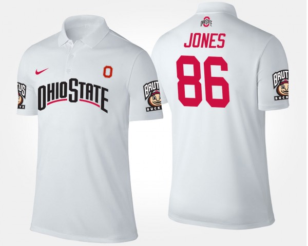 Ohio State Buckeyes Dre'Mont Jones Men's #86 White College Football Polo 2404AOPM5